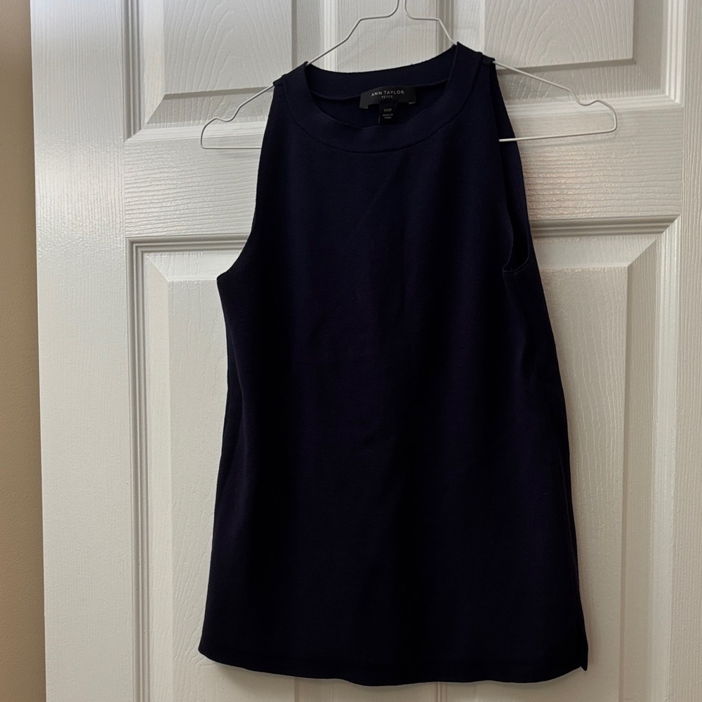 Ann Taylor Petite Navy Sleeveless Tank Top